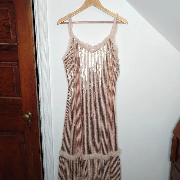 Ruffle Trim Sequined Midi Dress - Picture 2 of 11